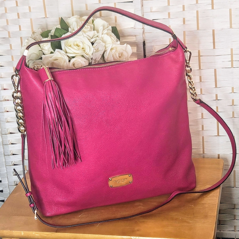 Michael Kors Hot Pink Genuine Pebble Leather Large Shoulder/Crossbody Bag